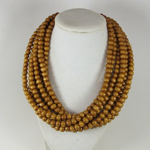 Chunky wood necklace, Brown wood beaded necklace, multi strand statement wood  brown necklace, statement jewelry, fall necklace