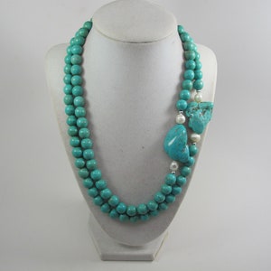 Chunky statement turquoise boho necklace,  genuine turquoise necklace, big turquoise  stone beads,turquoise statement jewelry