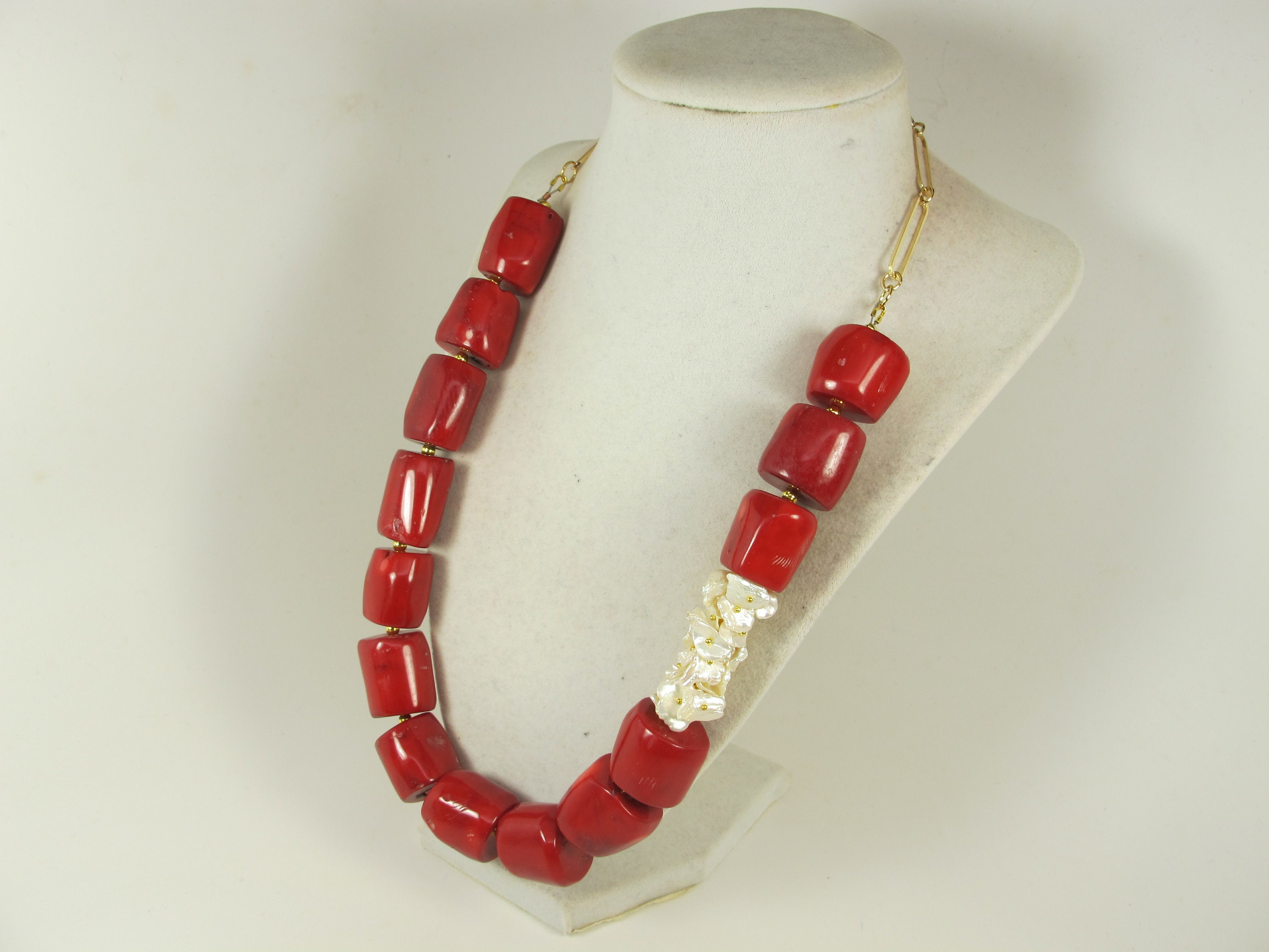 Vintage Silver TONE Coral Pearl Necklace | eBay