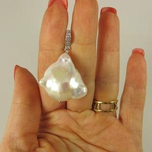 Echter großer Barock-Anhänger, Barock-Perlenkette, weiße riesige Barock-Perlenkette, großer Barock-Perlenanhänger, Geschenk für Sie