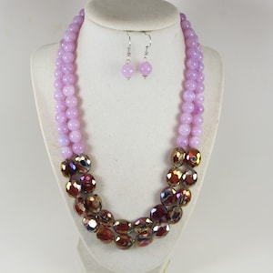 Chunky lavender statement necklace, multi strand statement light purple necklace, lilac beaded necklace, multistrand purple beads, statement