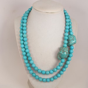 Chunky statement turquoise boho necklace,  genuine turquoise necklace, big turquoise  stone beads,turquoise statement jewelry