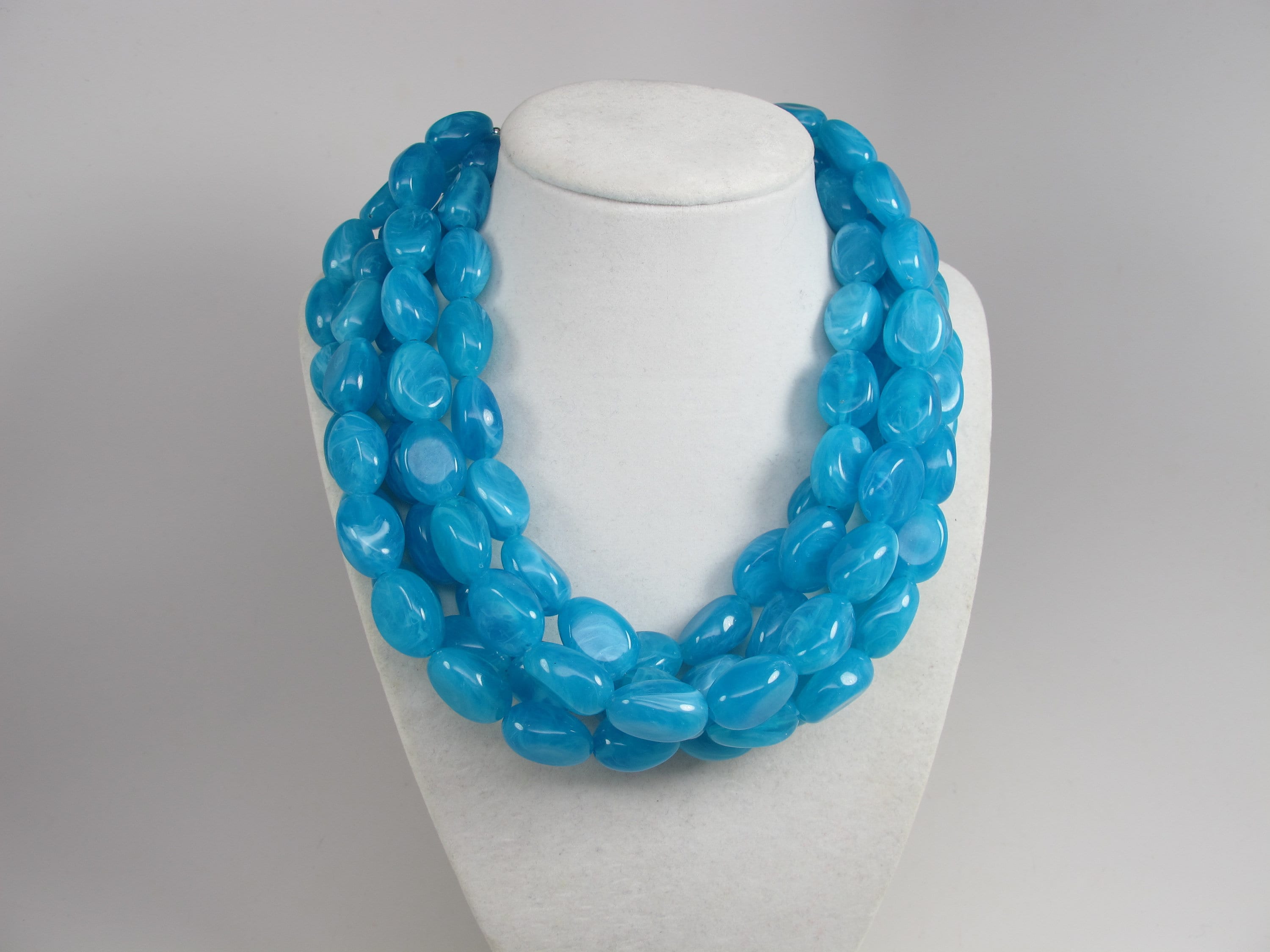 Collana Girocollo Con Perle Blu, Perline Grosse, Gioielli - Foto 6