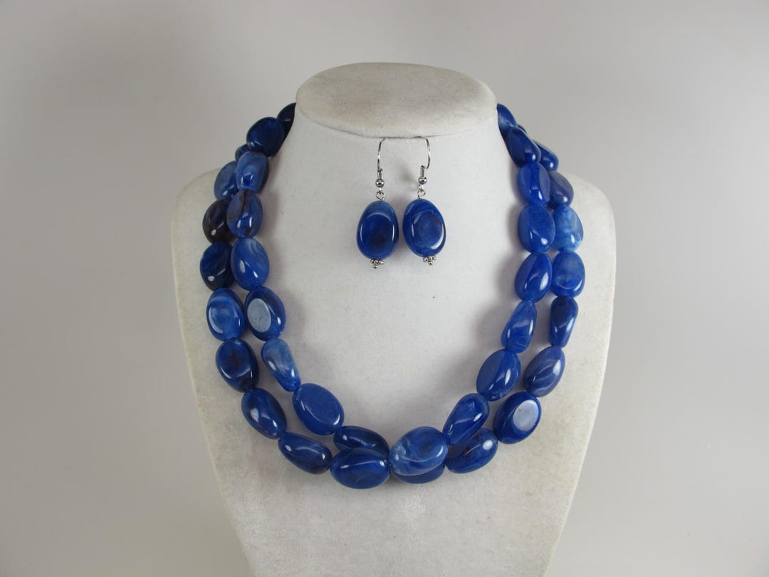 Blu Statement Chunky Navy Blue Statement Necklace,multi Strand Blue Statement ...
