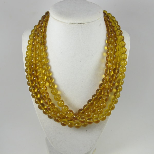 Chunky gold yellow honey necklace, multi strand statement yellow necklace, beaded yellow necklace, big gold beads, goldenrod statement