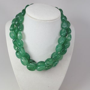 Chunky forest green necklace, multi strand statement apple green necklace, beaded necklace, big green beads forest green statement jewelry image 2