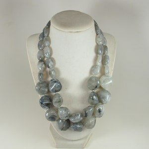 Super chunky Gray statement Bead Necklace Chunky gray necklace,multi strand gray  jewelry, gray  beaded necklace, labradorite necklace