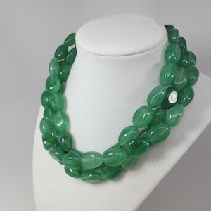 Chunky forest green necklace, multi strand statement apple green necklace, beaded necklace, big green beads forest green statement jewelry image 1