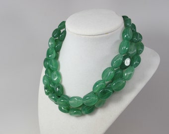 Chunky forest green necklace, multi strand statement apple green necklace, beaded necklace, big green beads forest green statement jewelry
