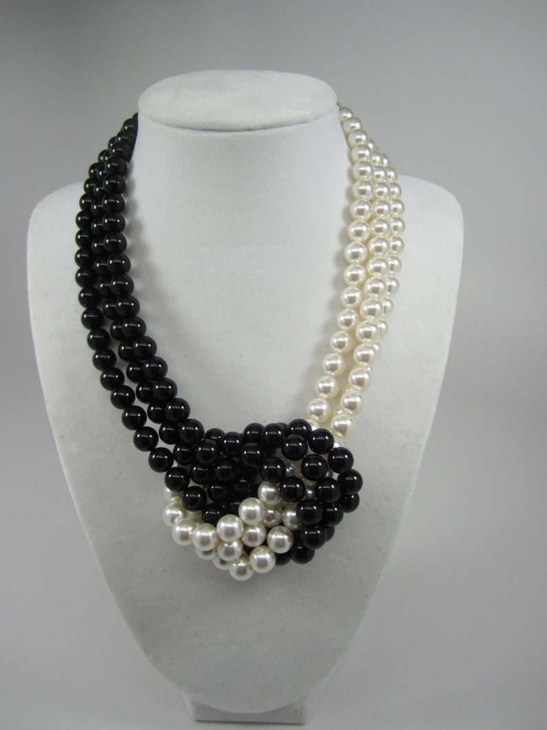 Black and White Pearl Necklace Statement Necklace White Etsy