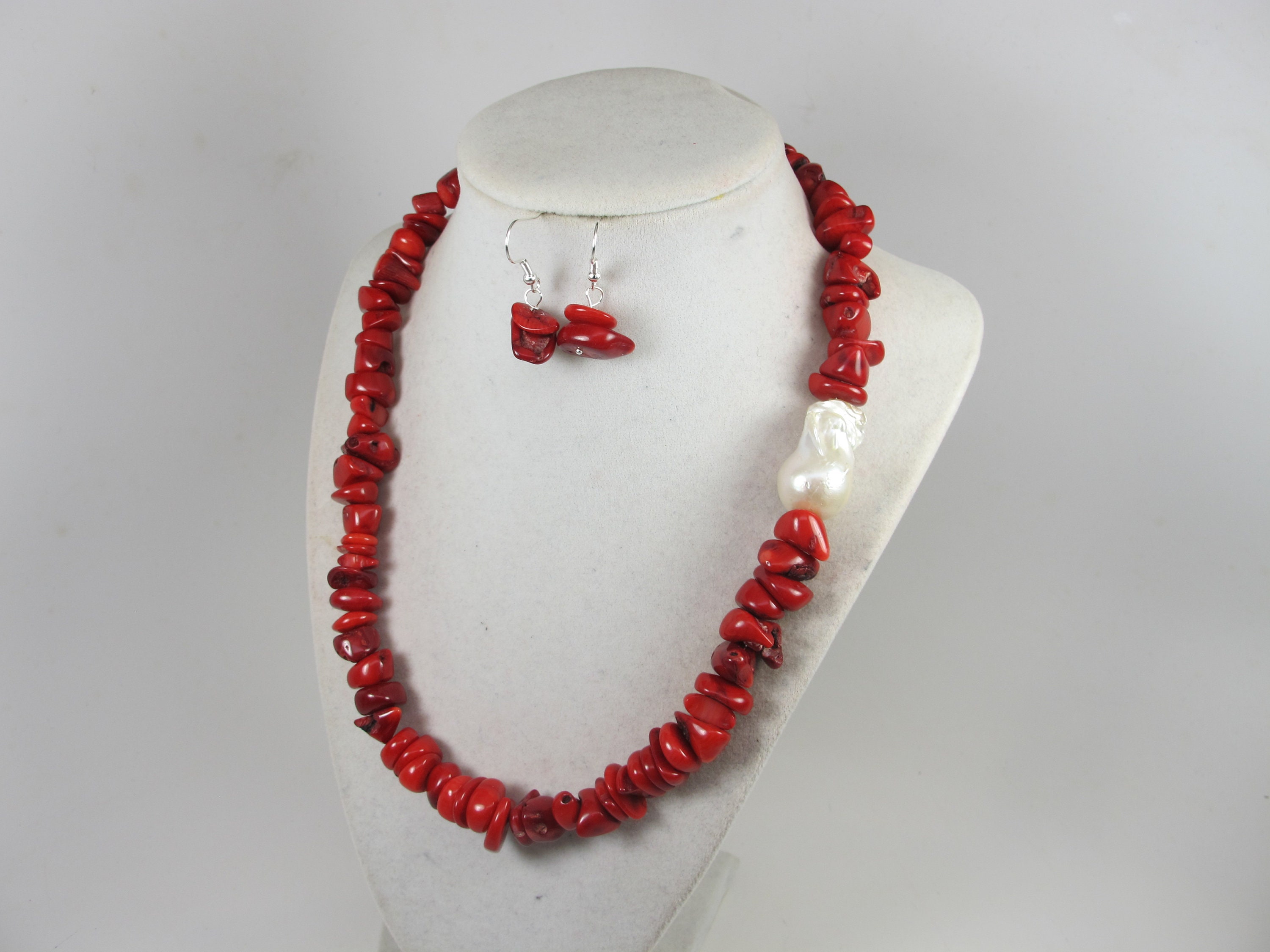 Vintage Silver TONE Coral Pearl Necklace | eBay