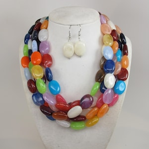 Chunky Rainbow Beaded Necklace, Statement Chunky Colorful Jewelry, Chunky multicolor statement necklace, bright rainbow fall confetti