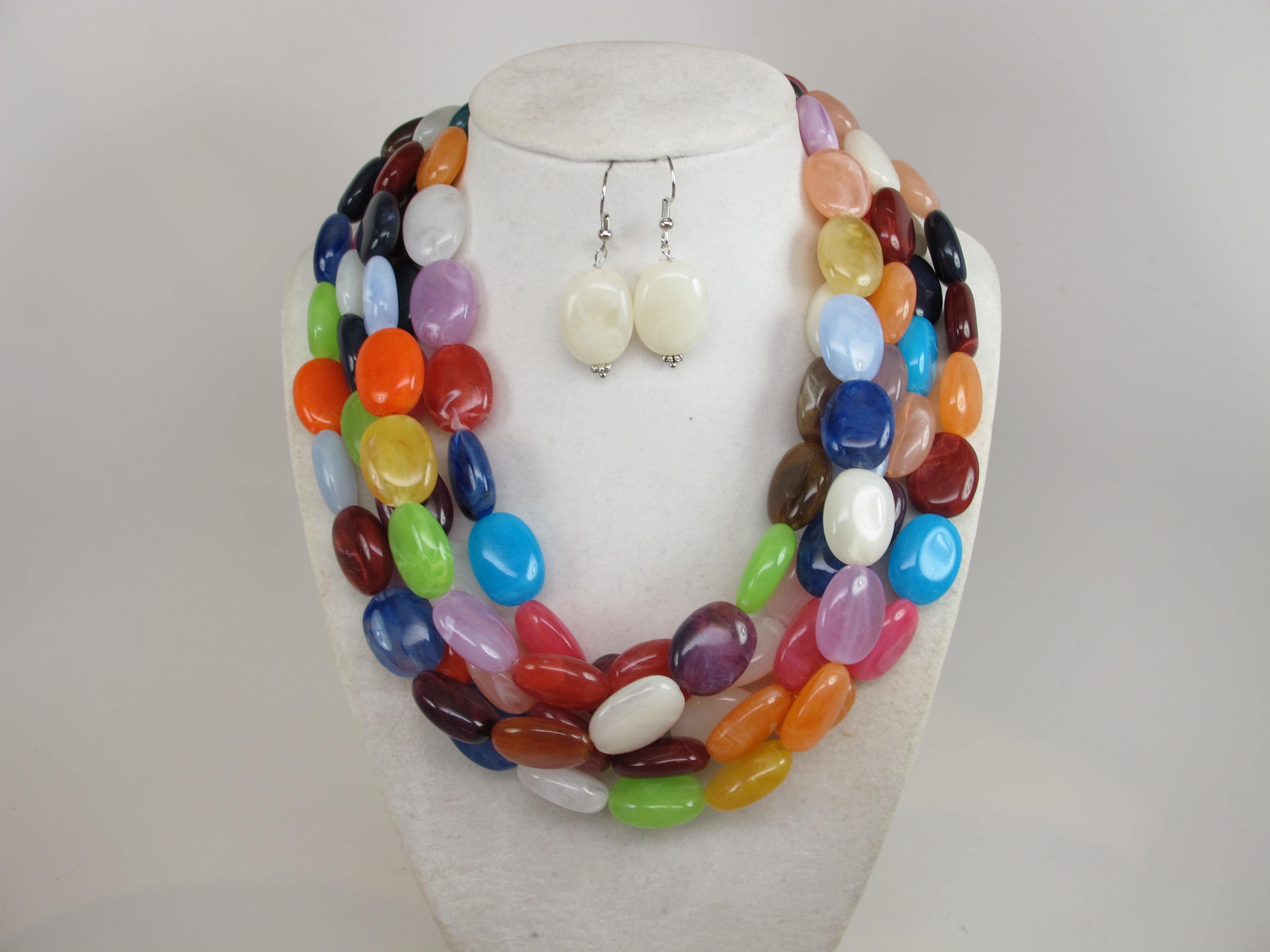 Chunky Rainbow Beaded Necklace, Statement Chunky Colorful Jewelry, Chunky multicolor statement necklace, bright rainbow fall confetti