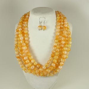 Chunky orange necklace, multi strand statement orange necklace, beaded orange necklace, multi strand orange necklace bracelet, orange