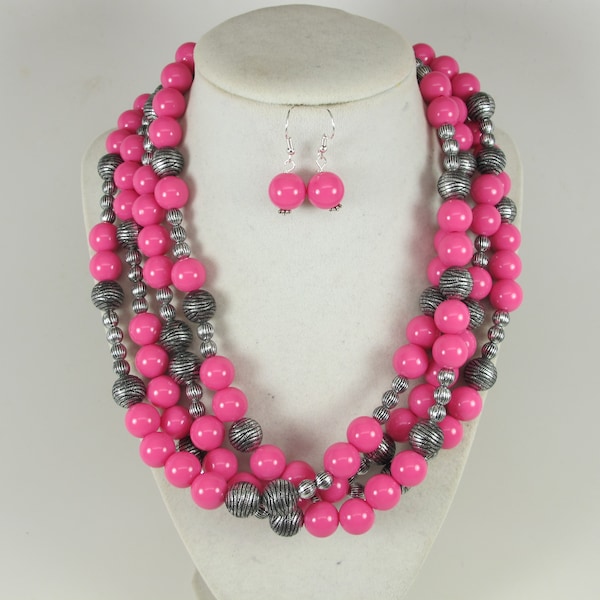The Stacked Fuchsia Necklace