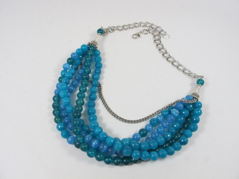 multi strand statement necklace bonus earrings big turquoise stone beads,turquoise statement jewelry Chunky statement turquoise necklace