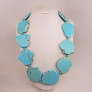 Chunky turquoise necklace, single strand statement turquoise necklace, stone necklace, big turquoise beads, turquoise statement jewelry