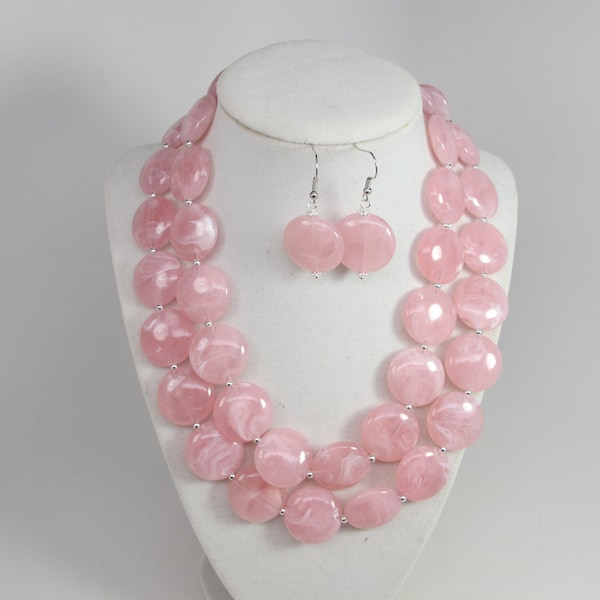 Super Chunky pink necklace, multi strand statement pink necklace, beaded necklace, pink beads, statement jewelry, BEST SELLER Spring