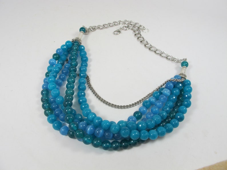 multi strand statement necklace bonus earrings big turquoise stone beads,turquoise statement jewelry Chunky statement turquoise necklace