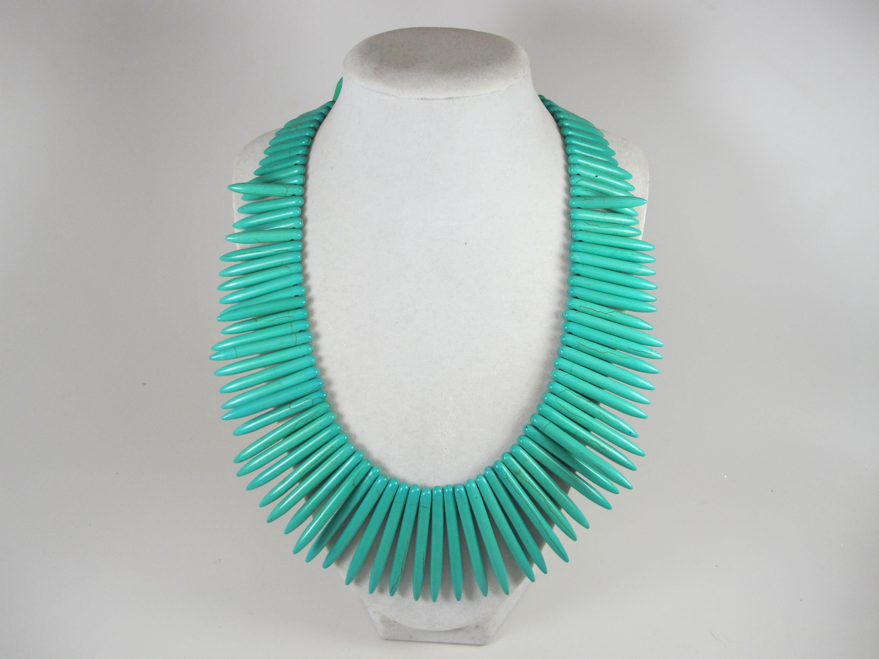 Chunky statement mint turquoise stick necklace, single strand statement necklace, big turquoise stone beads, turquoise statement jewelry