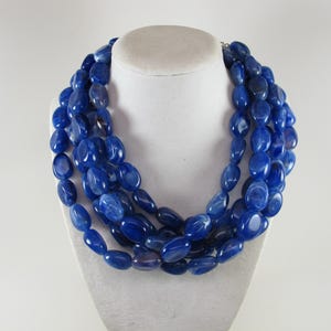 Chunky navy blue statement necklace, multi strand blue statement necklace, beaded necklace, royal blue statement jewelry, sapphire blue