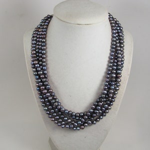 Genuine peacock baroque pearl necklace, statement black peacock pearl necklace, chunky black baroque pearl jewelry, multistrand pearl