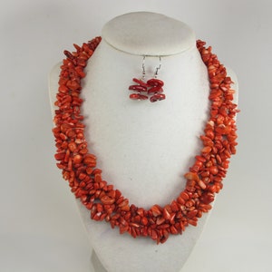 Chunky red coral necklace, red coral statement necklace, statement red necklace, Red coral necklace - Coral Jewelry, red bead necklace