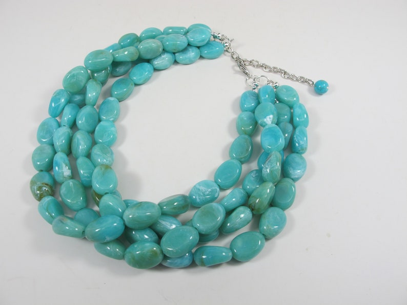 beaded necklace turquoise statement jewelry Chunky turquoise statement necklace,multi strand statement turquoise necklace