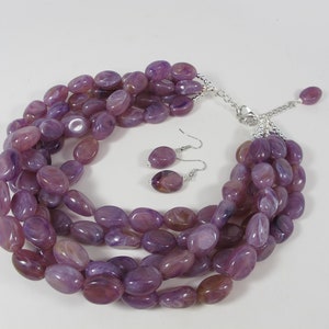 Chunky Amethyst Statement Necklace, Multi Strand Statement Purple ...