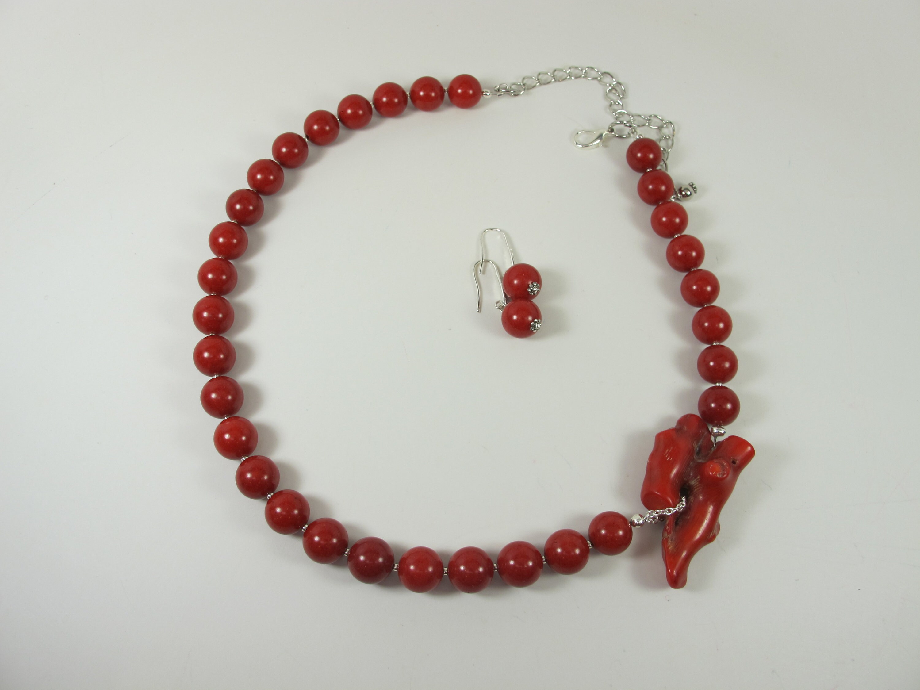Chunky Red Coral Necklace, Coral Necklace, Statement Red