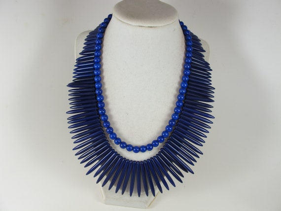 Chunky Statement Blue Necklace Blue Jewelry Royal Blue Necklace Blue Statement Necklace multi Strand Necklace Etsy