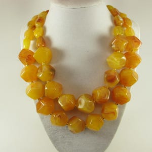Chunky marigold yellow necklace, multi strand statement yellow necklace, beaded yellow necklace, big gold  beads, marigold statement jewelry