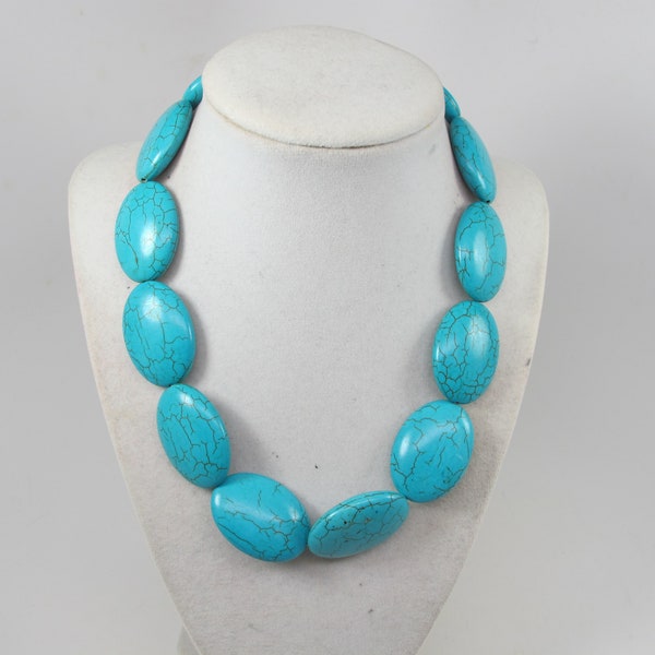 Chunky turquoise necklace, multi strand statement necklace, big turquoise  stone beads, turquoise statement jewelry