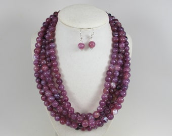 Purple amethyst statement necklace, multi strand statement purple necklace, beaded necklace, big violet beads, amethyst imitation jewelry