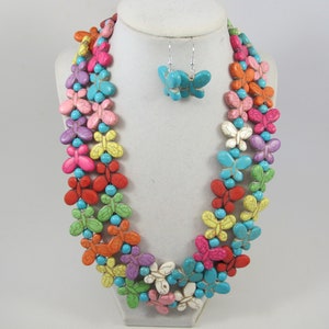 Chunky turquoise necklace,multi strand statement rainbow necklace,  big turquoise beads,turquoise statement jewelry, Best seller, fashion