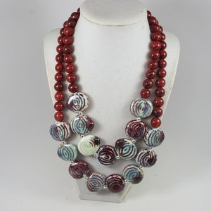 Chunky garnet red ruby statement necklace,multi strand statement ruby necklace, beaded necklace, big magenta beads, red statement jewelry