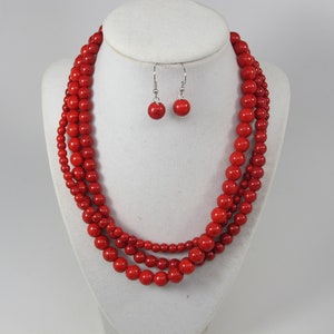 Rot Türkis Halskette, Rote Rubin Türkis Halskette, Rote Steine, roter Türkis Schmuck, 925 Sterling Silber