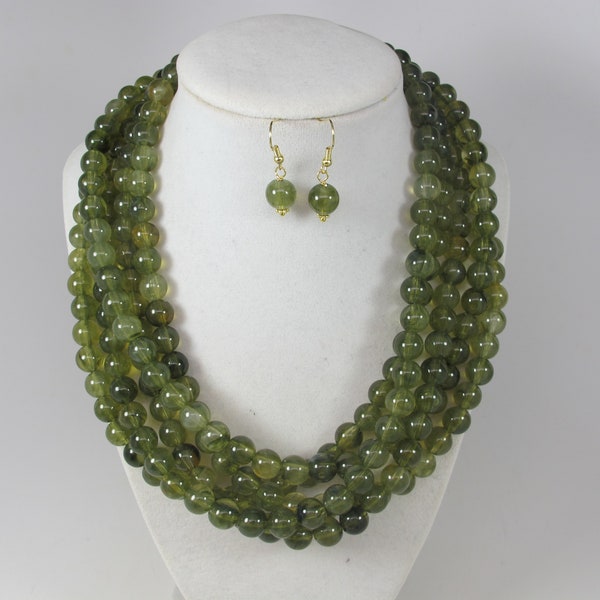 Chunky olive green necklace, multi strand statement green necklace, beaded necklace, big olive green beads, green statement jewelry