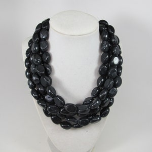 Black statement Beaded Necklace Chunky Beaded black Statement Necklace multistrand black jewelry, black classic, gift for her, necklace
