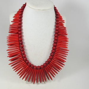 Chunky red turquoise necklace, multi strand red ruby statement necklace, turquoise statement jewelry