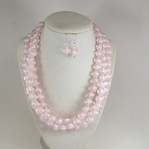 Chunky rosa Halskette, Multi Strang Anweisung rosa Halskette rosa Perlen Anweisung Schmuck, Verkaufsschlager, rosa doppelsträngige Halskette