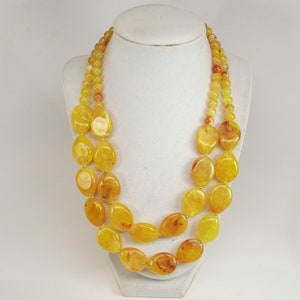 Chunky gold yellow marigold necklace, multi strand statement yellow necklace, beaded yellow necklace, big gold beads, marigold statement