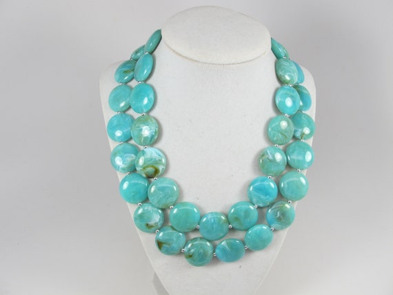Chunky Turquoise Necklace Multi Strand 