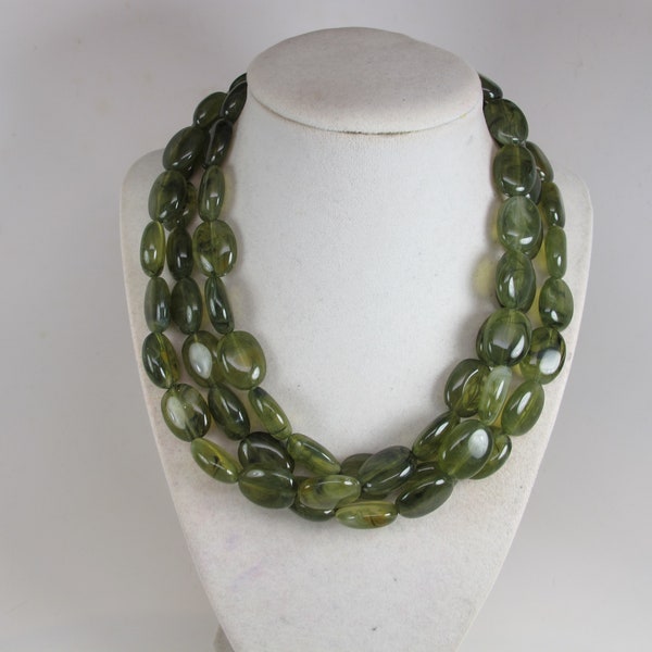 Chunky olive green necklace, multi strand statement green necklace, beaded necklace, big olive green beads, green statement jewelry