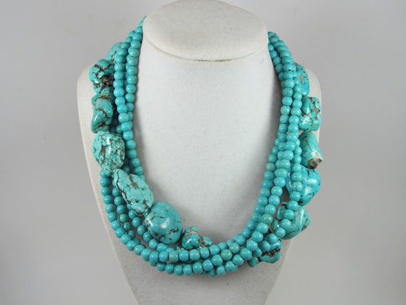Statement Necklace Chunky Turquoise Magnesite Necklace | aftcra
