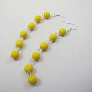 Statement  yellow turquoise beaded earrings, statement yellow beaded  earrings, boho earrings, yellow dangle  earrings, summer jewelry