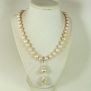 Genuine pink  baroque pearl necklace, statement pink  pearl necklace, chunky  baroque pearl jewelry, baroque pearl pendant