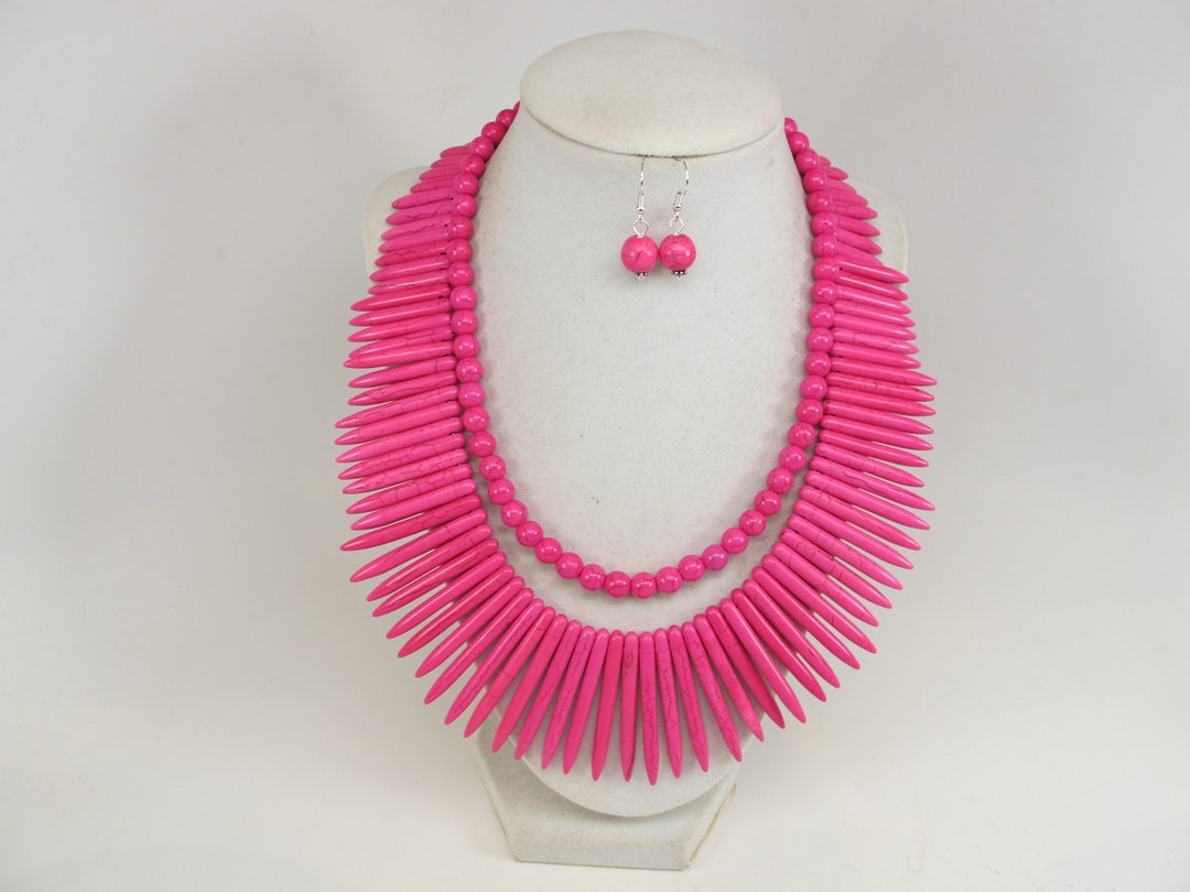 Jazz Chunky Beaded Necklace - Pink main image 1