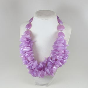Chunky lavender statement necklace, multi strand statement light purple necklace, lilac beaded necklace, multistrand purple beads, statement