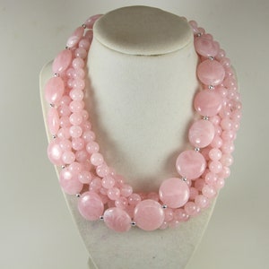 Rosa kette, klobige kette, rosa kette, perlen kette, rosa perlen, handgemachte kette, rosa perlen schmuck